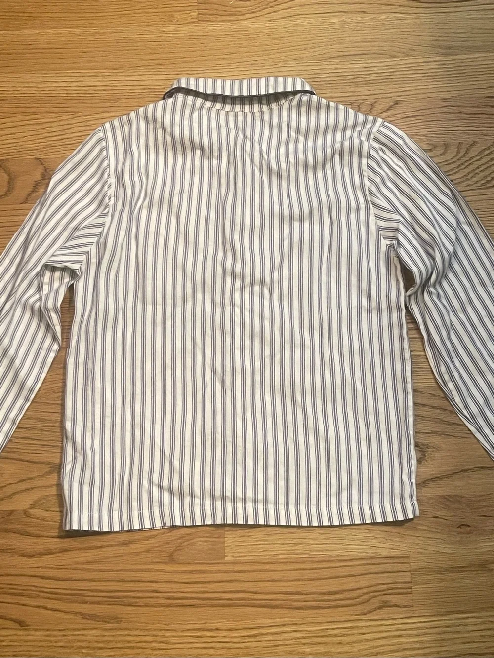 Petite Plume - Kid's Twill Pajama Top in Navy French Ticking